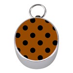 Polka Dots - Black on Brown Silver Compass (Mini)