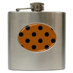 Polka Dots - Black on Brown Hip Flask (6 oz)