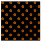Polka Dots - Brown on Black Large Satin Scarf (Square)