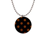 Polka Dots - Brown on Black 1  Button Necklace