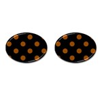 Polka Dots - Brown on Black Cufflinks (Oval)