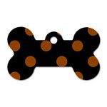 Polka Dots - Brown on Black Dog Tag Bone (One Side)