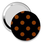 Polka Dots - Brown on Black 3  Handbag Mirror