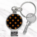 Polka Dots - Brown on Black Nail Clippers Key Chain