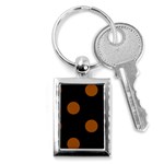 Polka Dots - Brown on Black Key Chain (Rectangle)