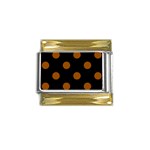 Polka Dots - Brown on Black Gold Trim Italian Charm (9mm)