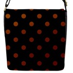 Polka Dots - Brown on Black Flap Closure Messenger Bag (S)