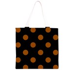 Polka Dots - Brown on Black Grocery Light Tote Bag