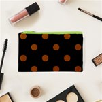 Polka Dots - Brown on Black Canvas Cosmetic Bag (XS)