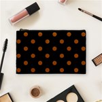 Polka Dots - Brown on Black Cosmetic Bag (M)