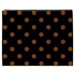 Polka Dots - Brown on Black Cosmetic Bag (XXXL)