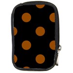Polka Dots - Brown on Black Compact Camera Leather Case
