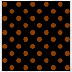 Polka Dots - Brown on Black Canvas 16  x 16 