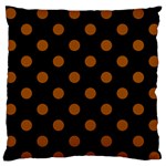 Polka Dots - Brown on Black Standard Flano Cushion Case (One Side)