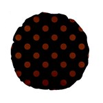 Polka Dots - Brown on Black Standard 15  Premium Round Cushion
