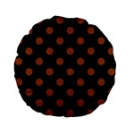 Polka Dots - Brown on Black Standard 15  Premium Flano Round Cushion
