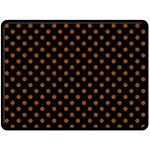 Polka Dots - Brown on Black Fleece Blanket (Large) (One Side)