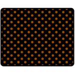 Polka Dots - Brown on Black Double Sided Fleece Blanket (Medium) (Two Sides)
