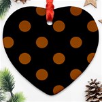 Polka Dots - Brown on Black Ornament (Heart)