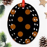 Polka Dots - Brown on Black Oval Filigree Ornament (Two Sides)