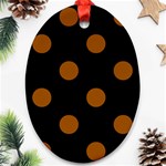 Polka Dots - Brown on Black Ornament (Oval)