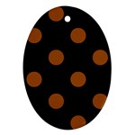 Polka Dots - Brown on Black Oval Ornament (Two Sides)