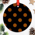 Polka Dots - Brown on Black Ornament (Round)
