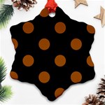 Polka Dots - Brown on Black Ornament (Snowflake)