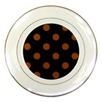 Polka Dots - Brown on Black Porcelain Plate