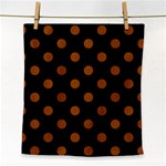 Polka Dots - Brown on Black Face Towel