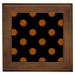 Polka Dots - Brown on Black Framed Tile