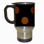 Polka Dots - Brown on Black Travel Mug (Black)