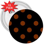 Polka Dots - Brown on Black 3  Button (10 pack)