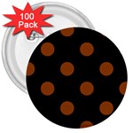 Polka Dots - Brown on Black 3  Button (100 pack)