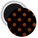 Polka Dots - Brown on Black 3  Magnet