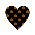 Polka Dots - Brown on Black Magnet (Heart)