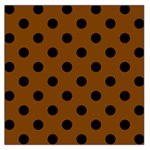 Polka Dots - Black on Chocolate Brown Large Satin Scarf (Square)