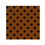 Polka Dots - Black on Chocolate Brown Small Satin Scarf  (Square)