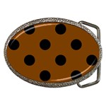 Polka Dots - Black on Chocolate Brown Belt Buckle