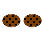 Polka Dots - Black on Chocolate Brown Cufflinks (Oval)