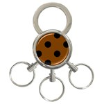 Polka Dots - Black on Chocolate Brown 3-Ring Key Chain