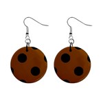 Polka Dots - Black on Chocolate Brown 1  Button Earrings