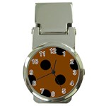 Polka Dots - Black on Chocolate Brown Money Clip Watch