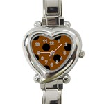Polka Dots - Black on Chocolate Brown Heart Italian Charm Watch