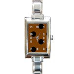Polka Dots - Black on Chocolate Brown Rectangle Italian Charm Watch