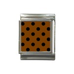 Polka Dots - Black on Chocolate Brown Italian Charm (13mm)