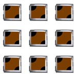 Polka Dots - Black on Chocolate Brown Mega Link Italian Charm (9 pack)
