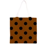 Polka Dots - Black on Chocolate Brown Grocery Light Tote Bag