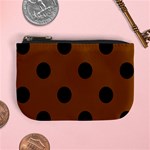 Polka Dots - Black on Chocolate Brown Mini Coin Purse