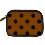 Polka Dots - Black on Chocolate Brown Digital Camera Leather Case